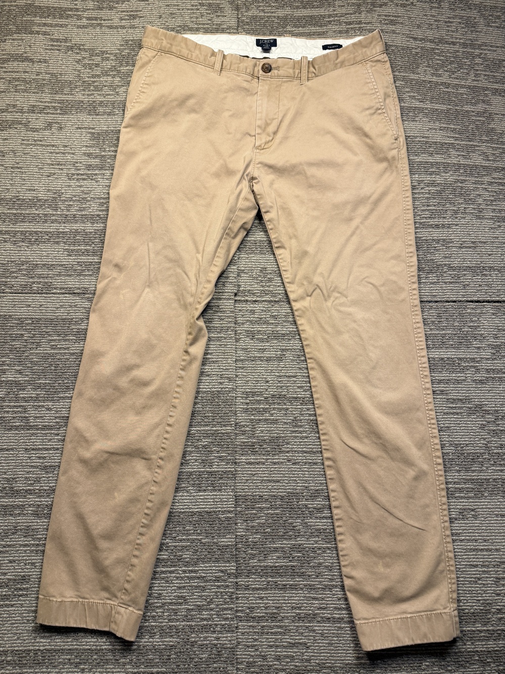 J.Crew Flex Chino Pants Mens 32x30 Beige Stretch Flat Front Skinny Leg Casual